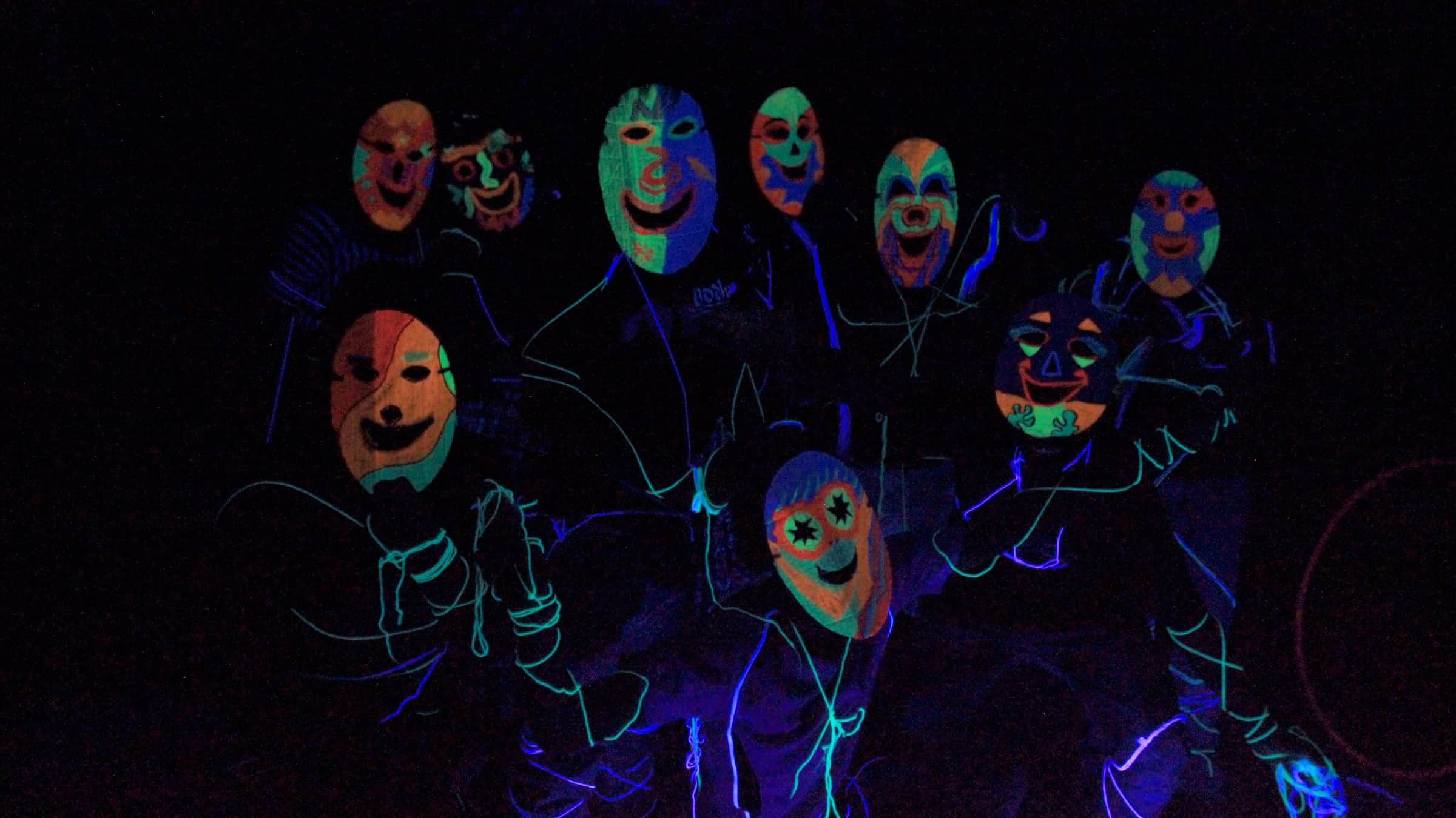 Funky neon party with masks
